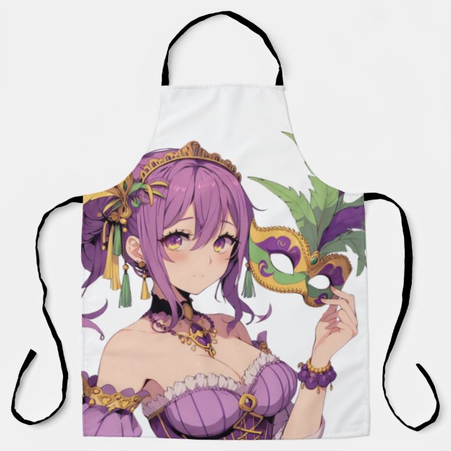 Anime Mardi Gras mask Apron (Front)