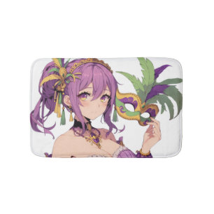 Anime Mardi Gras mask Bath Mat