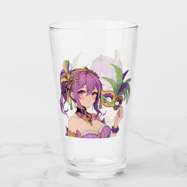 Anime Mardi Gras mask Glass (Front)