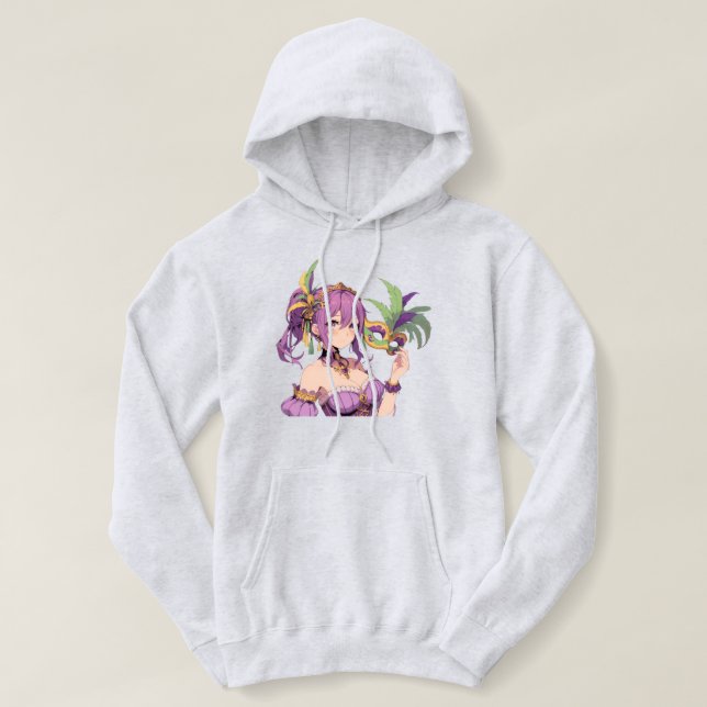 Anime Mardi Gras mask Hoodie (Design Front)