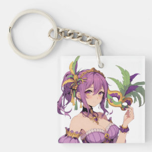 Anime Mardi Gras mask Key Ring
