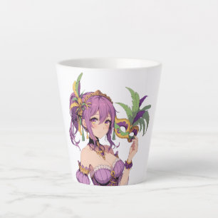 Anime Mardi Gras mask Latte Mug