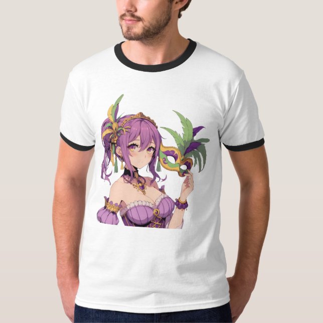 Anime Mardi Gras mask T-Shirt (Front)