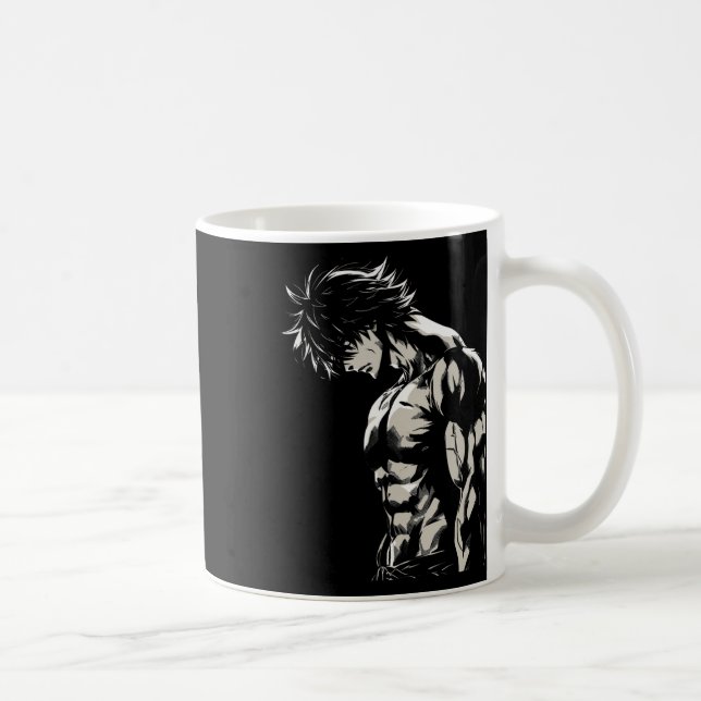 Anime Men Character Bicep Workout Motivational  Coffee Mug (Right)