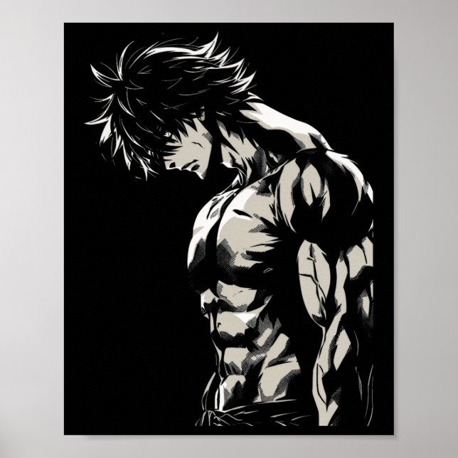Anime Men Character Bicep Workout Motivational  Poster (Front)