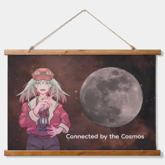 Anime, moon, Nebula Space Hanging Tapestry