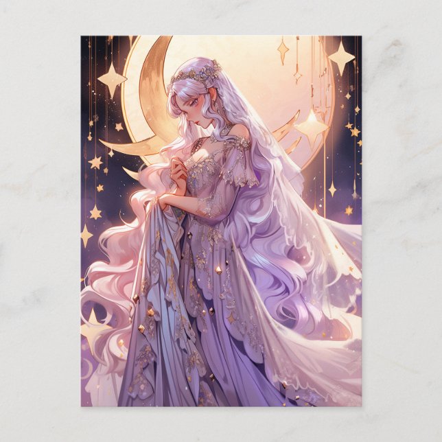 Anime Moon Princess Fantasy Art Postcard (Front)