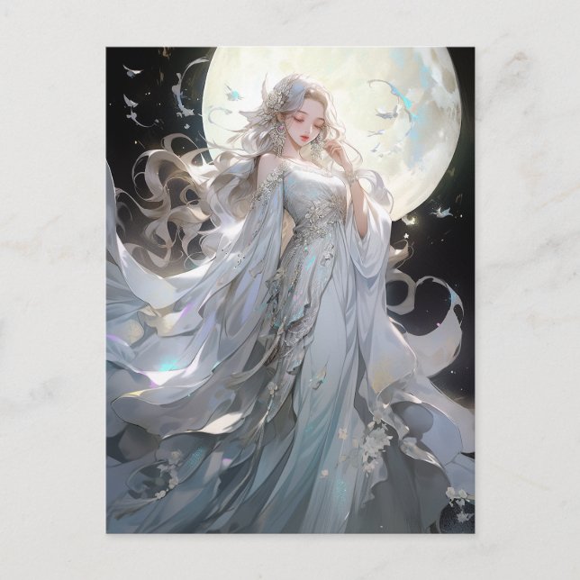 Anime Moon Princess Fantasy Art Postcard (Front)