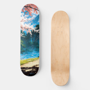 Anime natural landscape skateboard