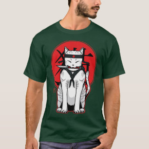 Anime Ninja Cat Samurai Japanese Kawaii Aesthetic  T-Shirt