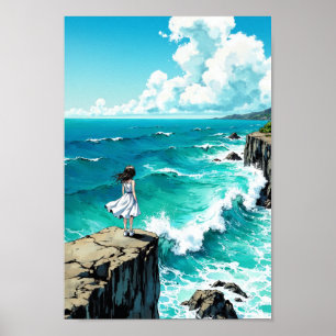 Anime Ocean Cliff Breeze Wall Art