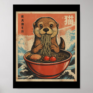 Anime Otter Ramen Japanese Funny Kawaii Gift Men W Poster