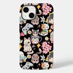 Anime Overload Cute Pattern Black BG Case-Mate iPhone 14 Case