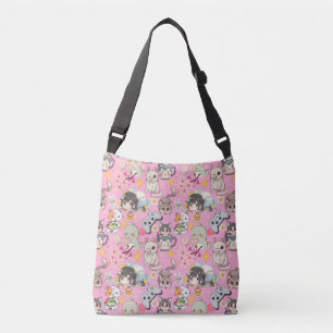 Anime Overload Cute Pattern L Pink BG Crossbody Bag