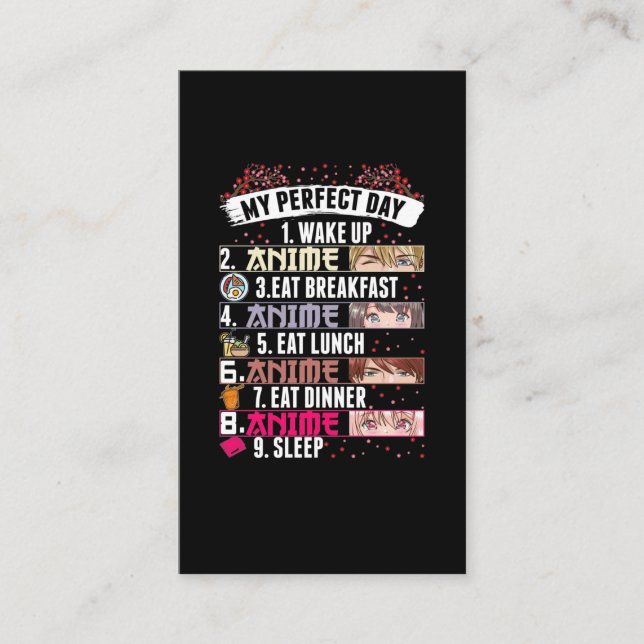 Anime Perfect Day Otaku Girl Japanese Manga Business Card (Front)