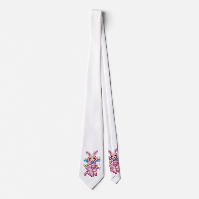 Anime Pink Bunny Girl Neck Tie (Front)