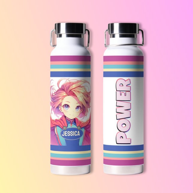 Anime Power Hero Girl Water Bottle (Creator Uploaded)