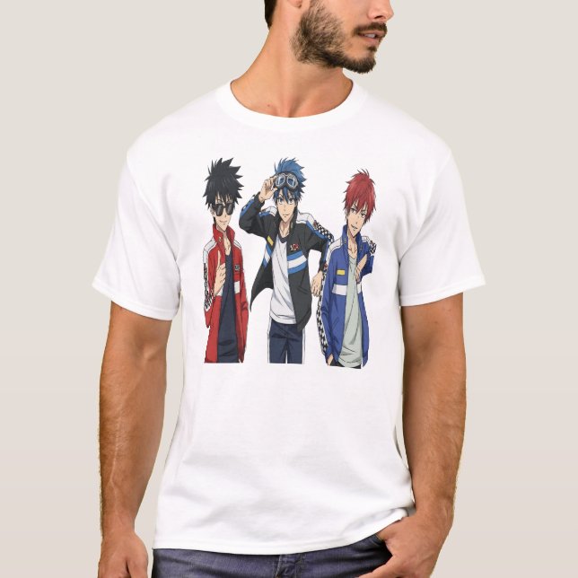 Anime Racing Team Trio T-Shirt - Cool Sports Anime (Front)