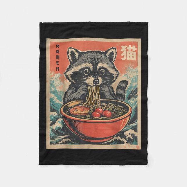 Anime Racoon Ramen Japanese Funny Kawaii Gift Men Fleece Blanket (Front)