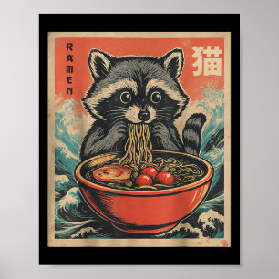 Anime Racoon Ramen Japanese Funny Kawaii Gift Men Poster