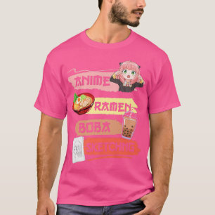 Anime Ramen Boba And Sketching Kawaii Anime Japane T-Shirt