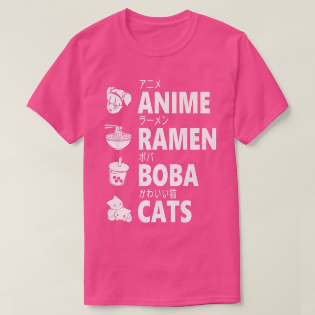 Anime Ramen Boba Cats Japanese Food Lover Manga Ot T-Shirt (Design Front)