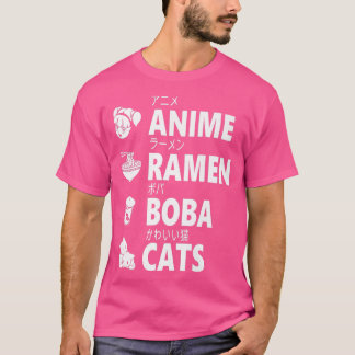 Anime Ramen Boba Cats Japanese Food Lover Manga Ot T-Shirt