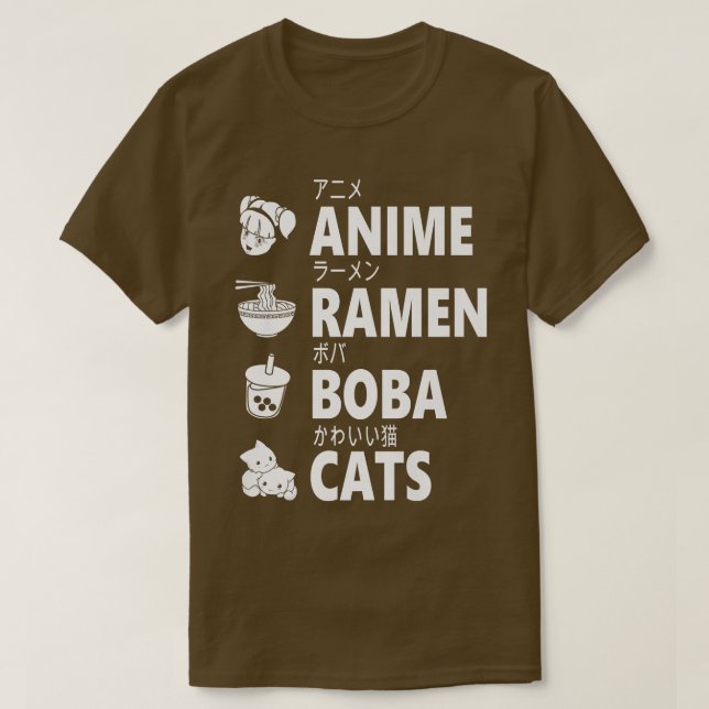 Anime Ramen Boba Cats Japanese Food Lover Manga Ot T-Shirt (Design Front)