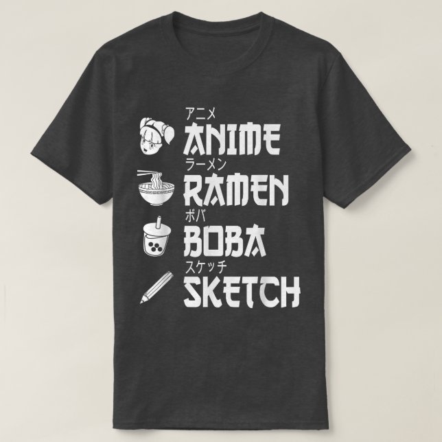 Anime Ramen Boba Sketching Japanese Food Lover Man T-Shirt (Design Front)