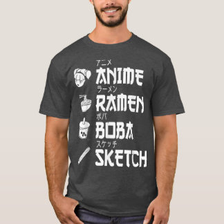 Anime Ramen Boba Sketching Japanese Food Lover Man T-Shirt