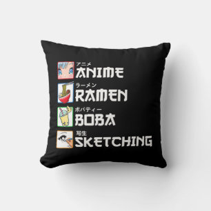 Anime Ramen Boba Sketching Japanese Manga Milk Tea Cushion