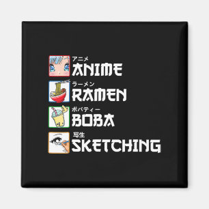 Anime Ramen Boba Sketching Japanese Manga Milk Tea Magnet