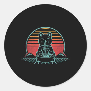 Anime Ramen Cat Retro Japanese Noodles Aesthetic K Classic Round Sticker