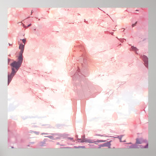 Anime Sakura Girl Confessing Her Feelings Poster