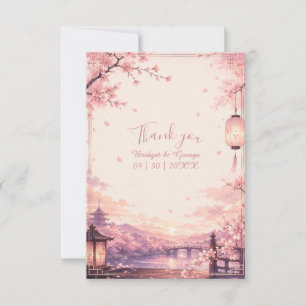 Anime Sakura Sunset Wedding Dreams Thank You Card