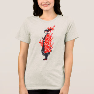 Anime Samurai Fiery Warrior Japanese Anime Tri-Blend Shirt
