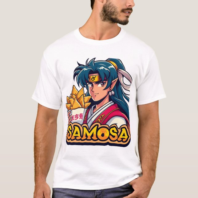 Anime Samurai Samosa Lover Art T-Shirt (Front)