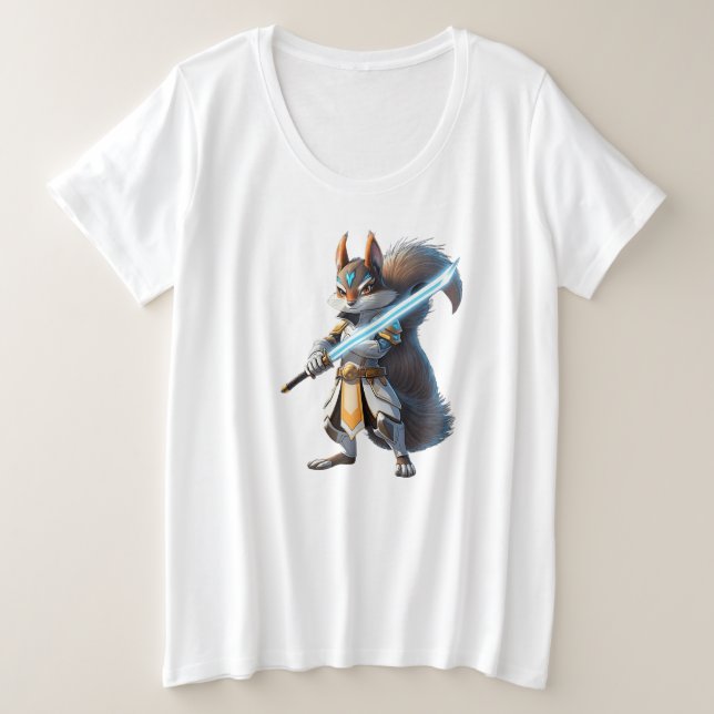 Anime Samurai Squirrel Warrior Plus Size T-Shirt (Design Front)
