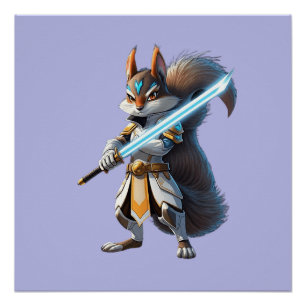 Anime Samurai Squirrel Warrior Poster