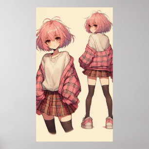 Anime school girl poster