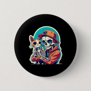 Anime Skeleton Holding A Cat Shirt Lazy Halloween 6 Cm Round Badge