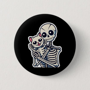 Anime Skeleton Holding A Cat Shirt Lazy Halloween  6 Cm Round Badge