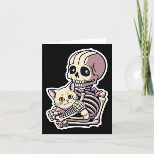 Anime Skeleton Holding A Cat Shirt Lazy Halloween Card
