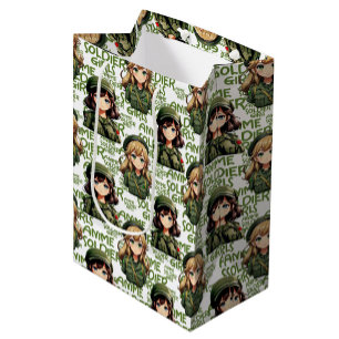 Anime Soldier Girls Pattern Design  Medium Gift Bag