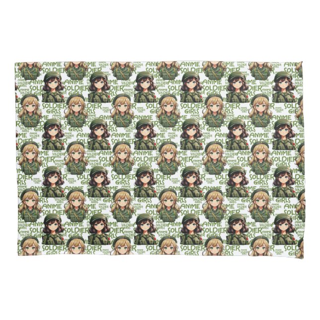 Anime Soldier Girls Pattern Design  Pillowcase (Front)