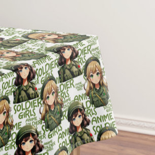 Anime Soldier Girls Pattern Design Tablecloth