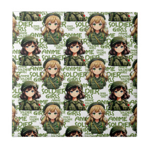 Anime Soldier Girls Pattern Design Tile