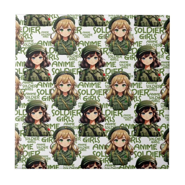 Anime Soldier Girls Pattern Design  Tile (Front)