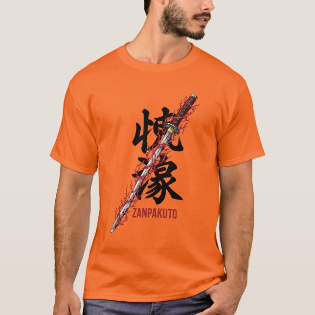 Anime Spirit Sword Zanpakuto with Red Lightning T-Shirt (Front)