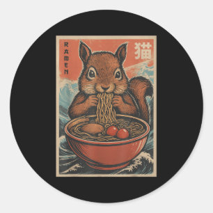 Anime Squirrel Ramen Japanese Kawaii Gifts For Men Classic Round Sticker